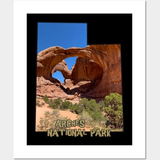 Utah State Outline (Arches National Park) Posters and Art
